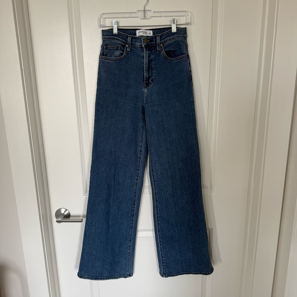 just black denim high rise wide leg stretch jeans - 25 NWOT